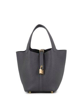 Hermes Handbag Picotin Lock PM Ardoise Champagne Gold Taurillon Clemence